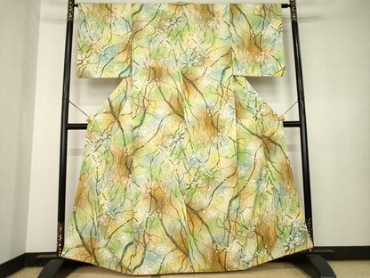 平和屋着物●上質な小紋　手描き　枝花文　正絹　逸品　AABL3657ck