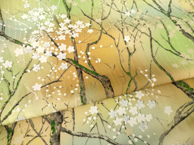 平和屋着物●上質な小紋　手描き　枝花文　正絹　逸品　AABL3657ck