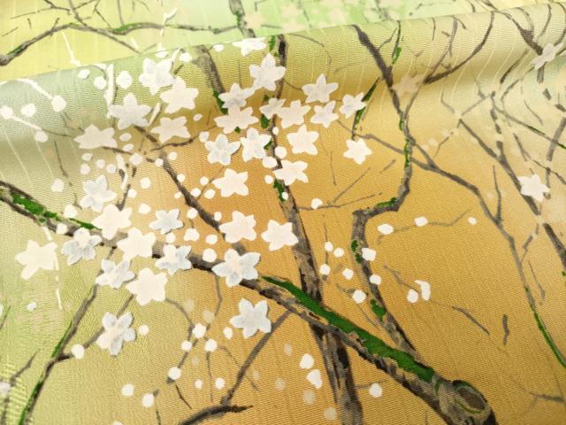 平和屋着物●上質な小紋　手描き　枝花文　正絹　逸品　AABL3657ck