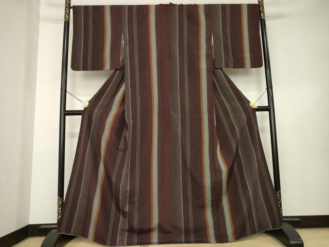 平和屋着物●上質な紬　間道　正絹　逸品　AABL3659ck