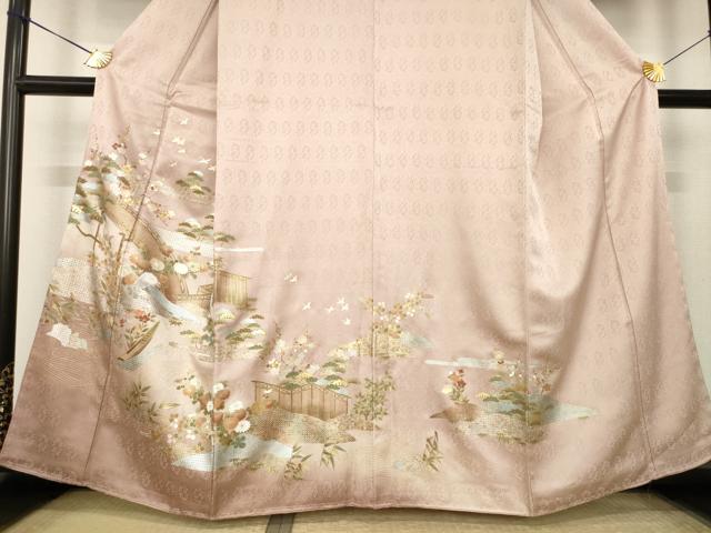 平和屋着物●豪華色留袖　風景花文　金彩　正絹　逸品　AABL3661ck
