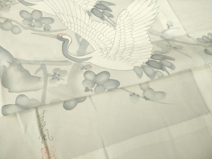 平和屋着物●長襦袢　無双仕立て　作家物　飛鳥花文　正絹　逸品　AABL3668ck