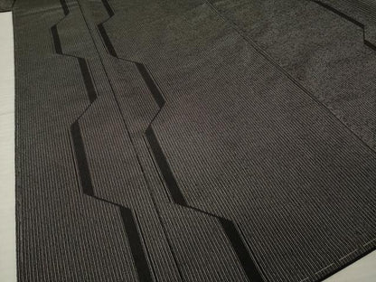 平和屋着物●お召　塩沢絣　変わり縞　黒地　正絹　逸品　AABL3672ck