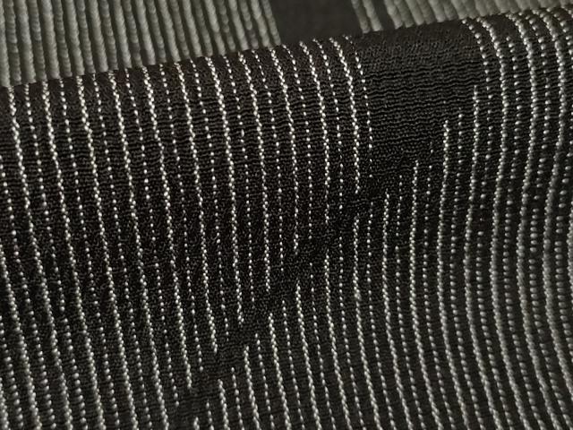 平和屋着物●お召　塩沢絣　変わり縞　黒地　正絹　逸品　AABL3672ck