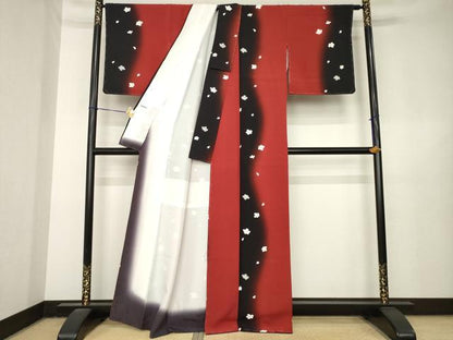 平和屋着物●上質な小紋　花間道　暈し染め　浜ちりめん　正絹　逸品　AABL3673ck