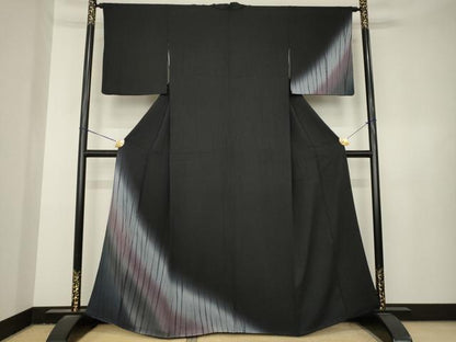 平和屋着物●絞り染色作家　藤井浩　訪問着　竜巻絞り　黒地　まるやま扱い　正絹　逸品　AABL3674ck
