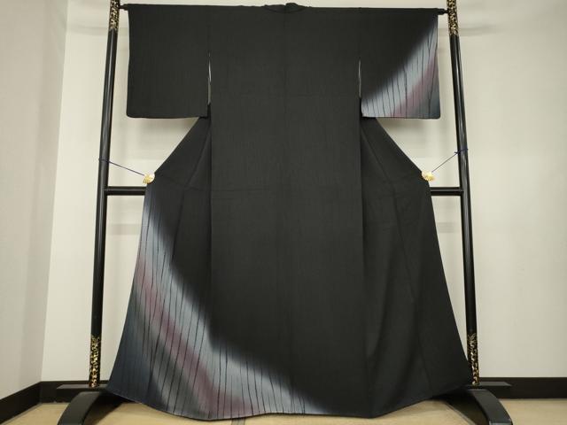 平和屋着物●絞り染色作家　藤井浩　訪問着　竜巻絞り　黒地　まるやま扱い　正絹　逸品　AABL3674ck