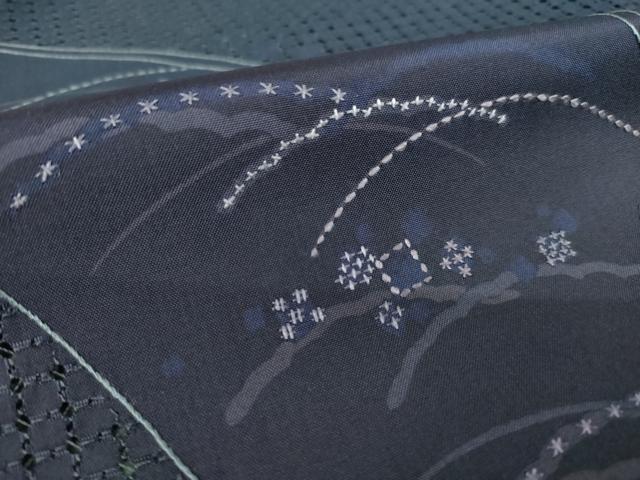 平和屋着物●本場縞大島紬　訪問着　作家物　蘇州刺繍　総刺繍　立波文　夢織工房　まるやま扱い　正絹　逸品　AABL3675ck
