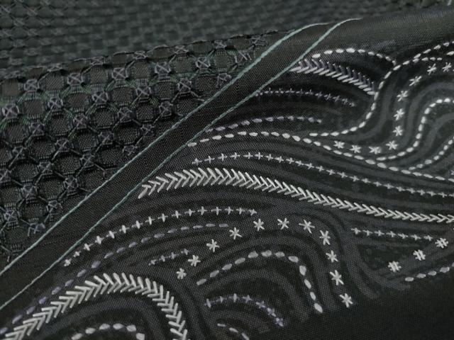 平和屋着物●本場縞大島紬　訪問着　作家物　蘇州刺繍　総刺繍　立波文　夢織工房　まるやま扱い　正絹　逸品　AABL3675ck