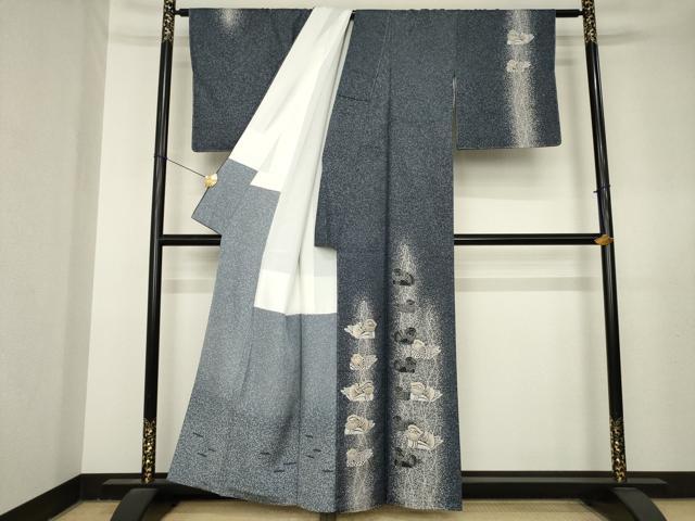 平和屋着物●人間国宝 羽田登喜男 TOKIOetTOKI 本場縞大島紬 訪問着 鴛鴦 さつま染織 金彩 証紙付き 正絹 逸品 未使用 AABL3676ck