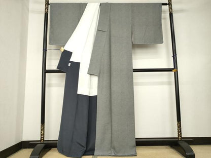 平和屋着物●江戸小紋　鮫小紋柄　黒地　正絹　逸品　AABL3677ck