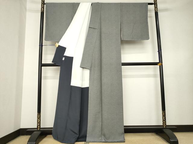 平和屋着物●江戸小紋　鮫小紋柄　黒地　正絹　逸品　AABL3677ck
