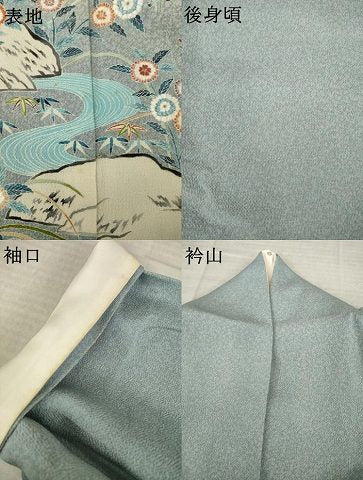 平和屋着物●東京友禅　熊谷好博子　色留袖　刺繍　風景枝垂れ花文　正絹　逸品　AABL3678ck