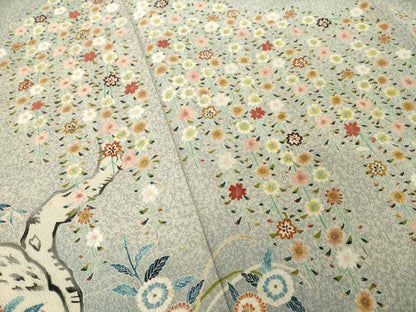 平和屋着物●東京友禅　熊谷好博子　色留袖　刺繍　風景枝垂れ花文　正絹　逸品　AABL3678ck