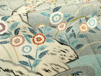 平和屋着物●東京友禅　熊谷好博子　色留袖　刺繍　風景枝垂れ花文　正絹　逸品　AABL3678ck