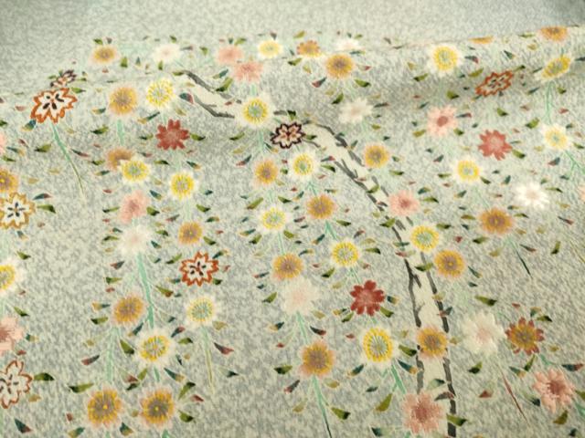 平和屋着物●東京友禅　熊谷好博子　色留袖　刺繍　風景枝垂れ花文　正絹　逸品　AABL3678ck