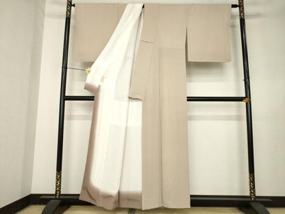 平和屋着物●中條康隆　江戸小紋　万筋　柴染×白　正絹　逸品　AABL3679ck