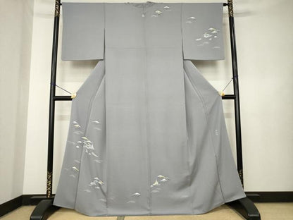 平和屋着物●名門・上野家　上野街子　清染居　訪問着　風景松文　正絹　逸品　AABL3681ck