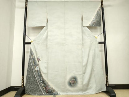 平和屋着物●染織作家　染織デザイナー　大島明　訪問着　飾花文　暈し染め　金銀彩　正絹　逸品　未使用　AABL3684ck