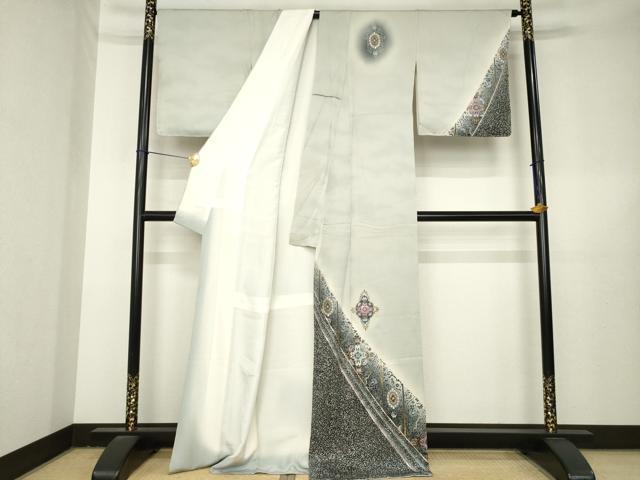 平和屋着物●染織作家　染織デザイナー　大島明　訪問着　飾花文　暈し染め　金銀彩　正絹　逸品　未使用　AABL3684ck
