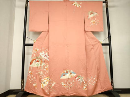 平和屋着物●訪問着　刺繍　番傘花文　金彩　正絹　逸品　AABL3686ck