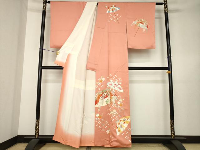 平和屋着物●訪問着　刺繍　番傘花文　金彩　正絹　逸品　AABL3686ck
