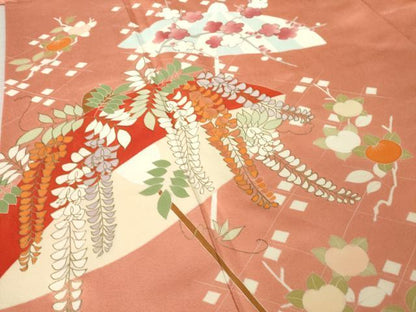 平和屋着物●訪問着　刺繍　番傘花文　金彩　正絹　逸品　AABL3686ck