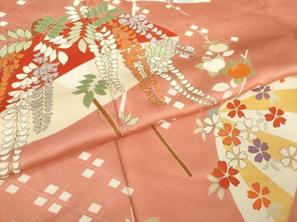 平和屋着物●訪問着　刺繍　番傘花文　金彩　正絹　逸品　AABL3686ck