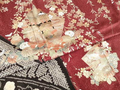 平和屋着物●豪華振袖　絞り　山車花文　金銀彩　正絹　逸品　AABL3689ck