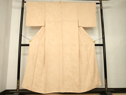 平和屋着物●上質な色無地　葉尽くし地紋　赤香色　正絹　逸品　AABL3691ck