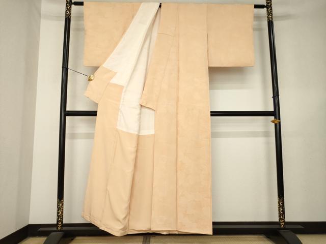 平和屋着物●上質な色無地　葉尽くし地紋　赤香色　正絹　逸品　AABL3691ck