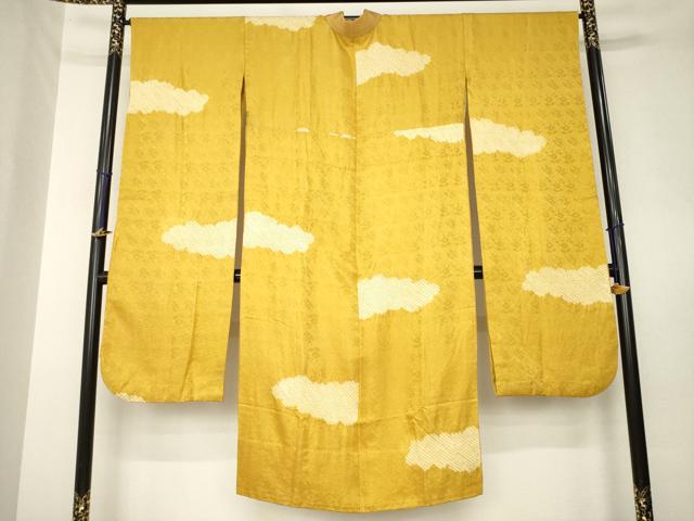 平和屋着物●振袖用長襦袢　無双仕立て　絞り　雲重ね文　半衿刺繍　正絹　逸品　AABL3692ck