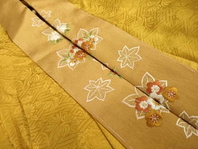 平和屋着物●振袖用長襦袢　無双仕立て　絞り　雲重ね文　半衿刺繍　正絹　逸品　AABL3692ck