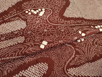 平和屋着物●訪問着　総絞り　流水花文　正絹　逸品　AABL3693ck