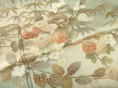 平和屋着物●訪問着　駒刺繍　枝花文　暈し染め　金彩　正絹　逸品　AABL3694ck