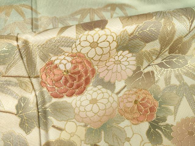 平和屋着物●訪問着　駒刺繍　枝花文　暈し染め　金彩　正絹　逸品　AABL3694ck