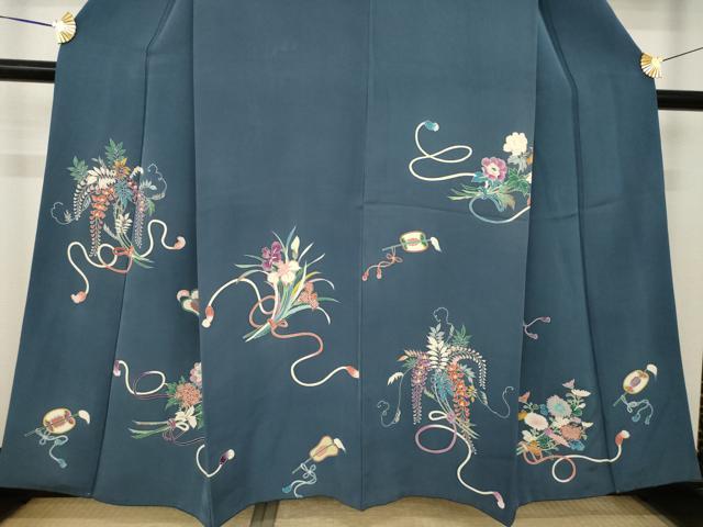 平和屋着物●訪問着　友禅　草花文　正絹　逸品　AABL3695ck