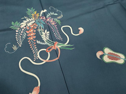 平和屋着物●訪問着　友禅　草花文　正絹　逸品　AABL3695ck