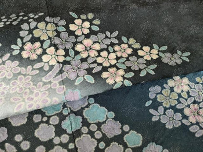 平和屋着物●訪問着　辻が花　舞花文　暈し染め　銀通し地　正絹　逸品　AABL3696ck