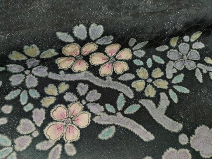 平和屋着物●訪問着　辻が花　舞花文　暈し染め　銀通し地　正絹　逸品　AABL3696ck