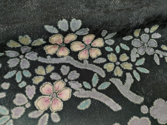 平和屋着物●訪問着　辻が花　舞花文　暈し染め　銀通し地　正絹　逸品　AABL3696ck