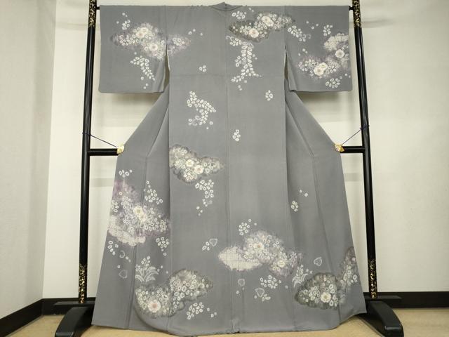 平和屋着物●訪問着　辻が花　絞り　雲取り花文　正絹　逸品　AABL3698ck