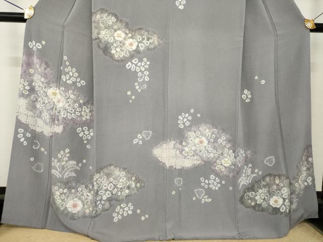 平和屋着物●訪問着　辻が花　絞り　雲取り花文　正絹　逸品　AABL3698ck