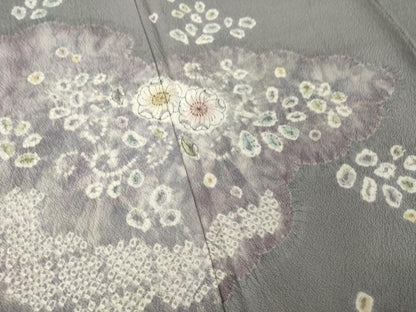平和屋着物●訪問着　辻が花　絞り　雲取り花文　正絹　逸品　AABL3698ck