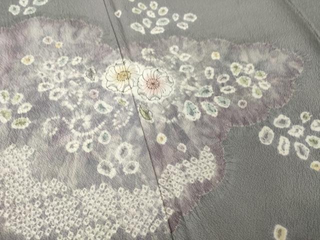 平和屋着物●訪問着　辻が花　絞り　雲取り花文　正絹　逸品　AABL3698ck