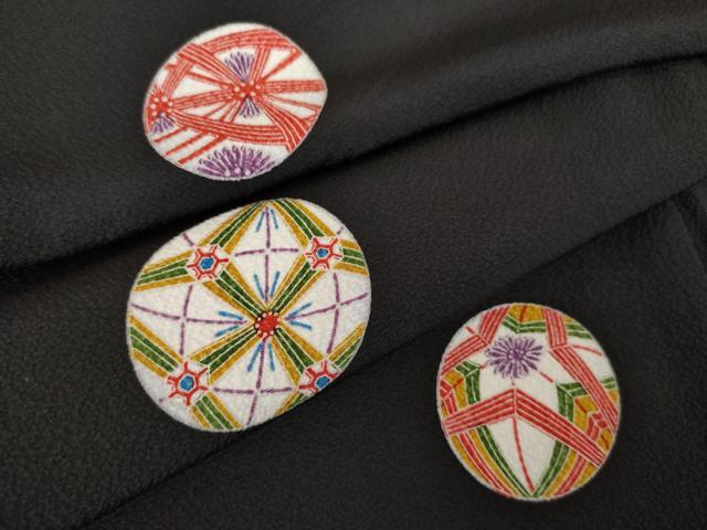 平和屋着物●上質な小紋　花毬文　黒地　正絹　逸品　AABL3699ck