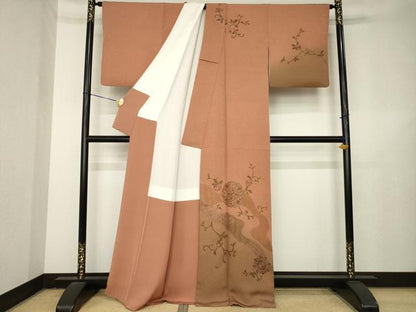 平和屋着物●訪問着　総刺繍　中国三大刺繍　汕頭刺繍　スワトウ刺繍　相良刺繍　道長更紗花文　暈し染め　正絹　逸品　AABL3700ck
