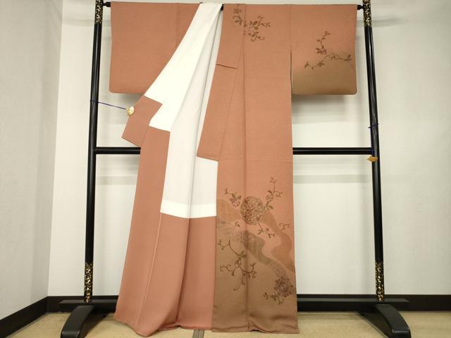 平和屋着物●訪問着　総刺繍　中国三大刺繍　汕頭刺繍　スワトウ刺繍　相良刺繍　道長更紗花文　暈し染め　正絹　逸品　AABL3700ck