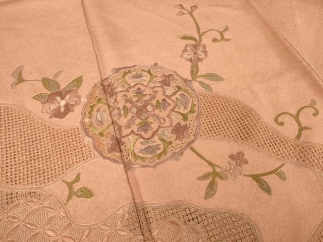 平和屋着物●訪問着　総刺繍　中国三大刺繍　汕頭刺繍　スワトウ刺繍　相良刺繍　道長更紗花文　暈し染め　正絹　逸品　AABL3700ck