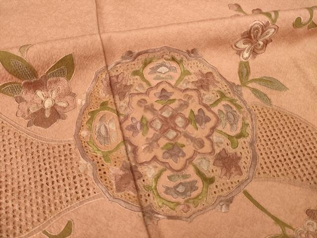 平和屋着物●訪問着　総刺繍　中国三大刺繍　汕頭刺繍　スワトウ刺繍　相良刺繍　道長更紗花文　暈し染め　正絹　逸品　AABL3700ck